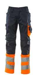 Mascot Hose mit Knietaschen Safe supreme Leeds Schwarzblau/Hi-vis Orange