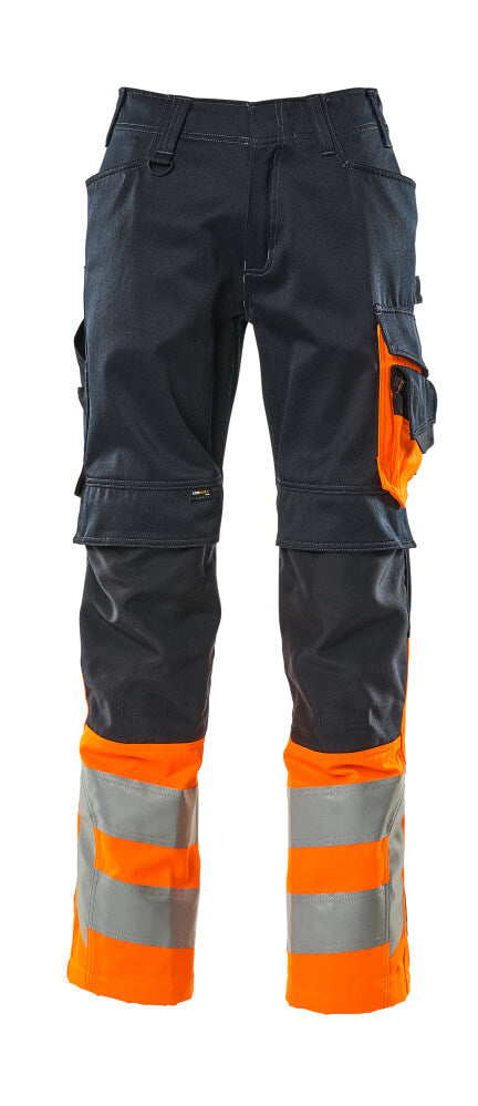Mascot Hose mit Knietaschen Safe supreme Leeds Schwarzblau/Hi-vis Orange