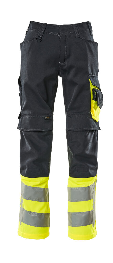 Mascot Hose mit Knietaschen Safe supreme Leeds Schwarzblau/Hi-vis Gelb