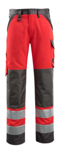 Mascot Hose mit Knietaschen Safe light Maitland Hi-vis Rot/Dunkelanthrazit