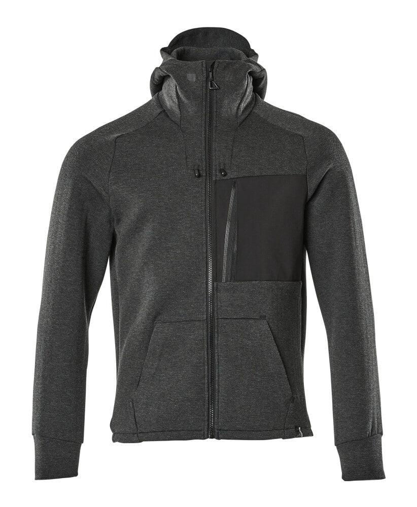 Mascot Kapuzensweatshirt mit Reißverschluss Advanced Schwarz-meliert/Schwarz