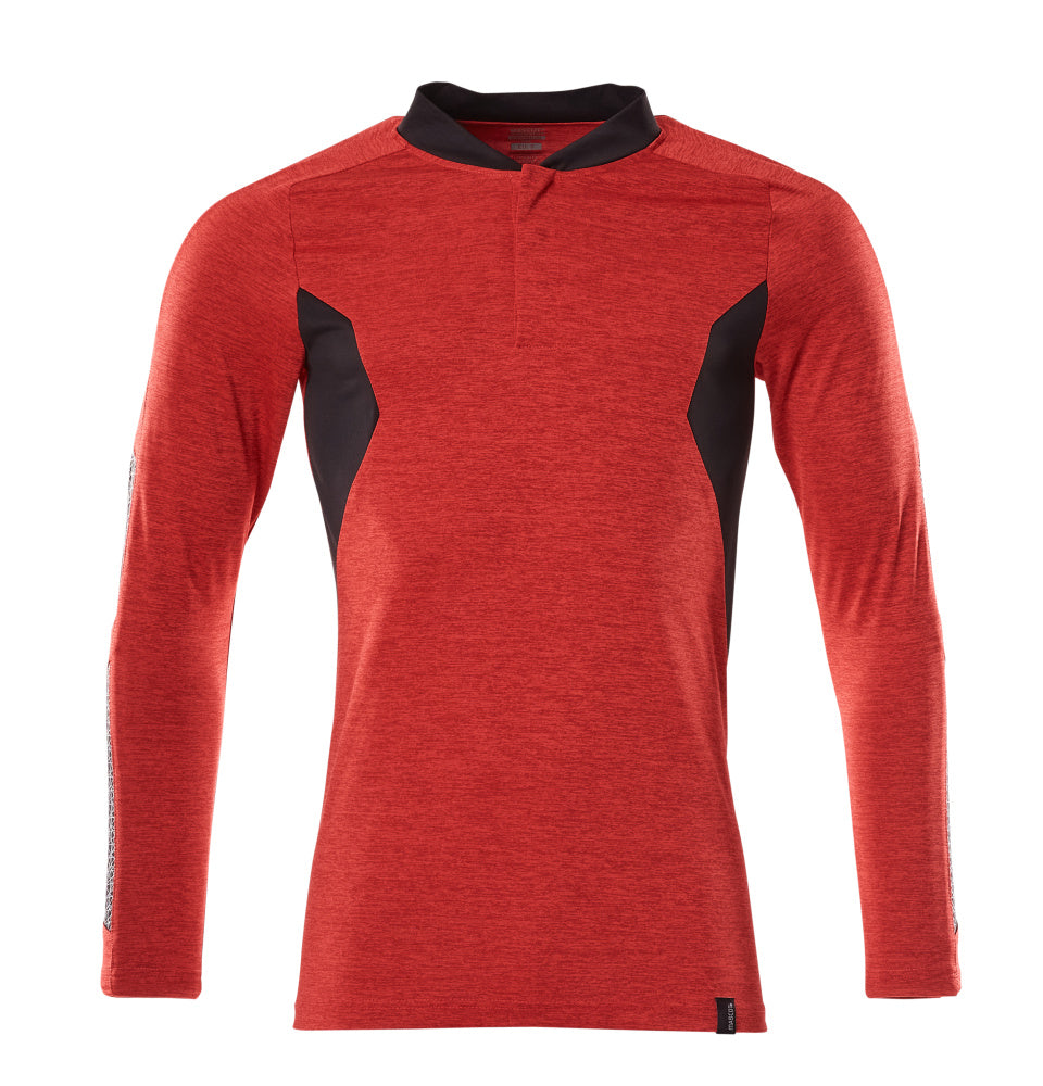 Mascot Polo-Shirt Langarm Accelerate Verkehrsrot meliert/Schwarz