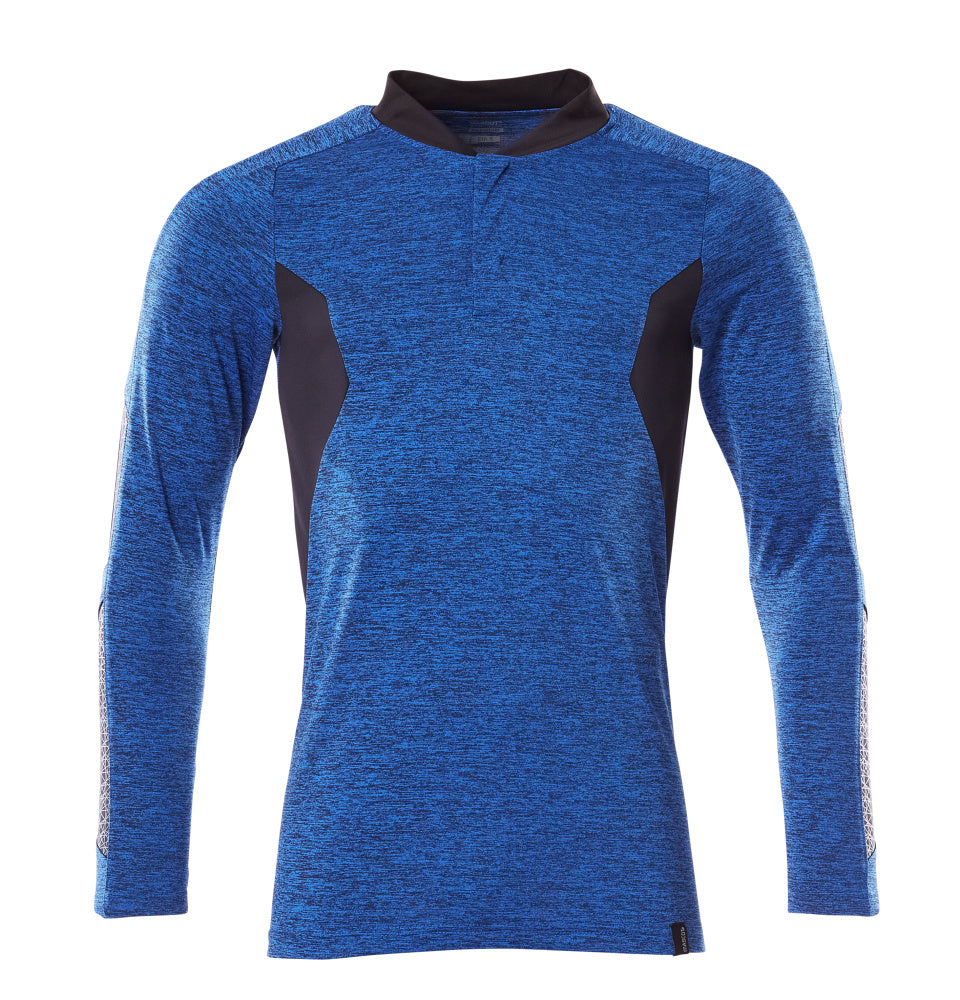 Mascot Polo-Shirt Langarm Accelerate Azurblau meliert/Schwarzblau