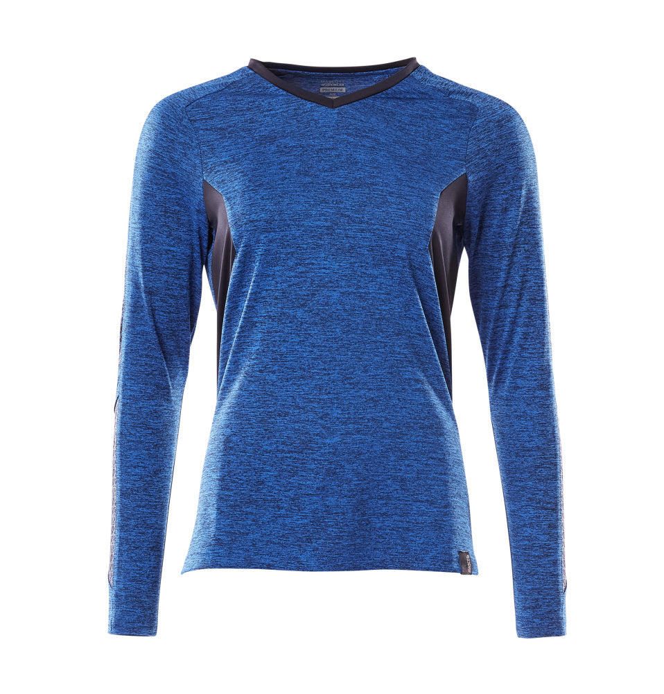 Mascot T-Shirt Langarm Accelerate Azurblau meliert/Schwarzblau