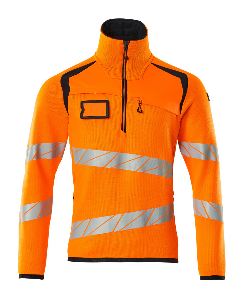 Mascot Strickpullover mit kurzem Reißverschluss Accelerate safe Hi-vis Orange/Schwarzblau