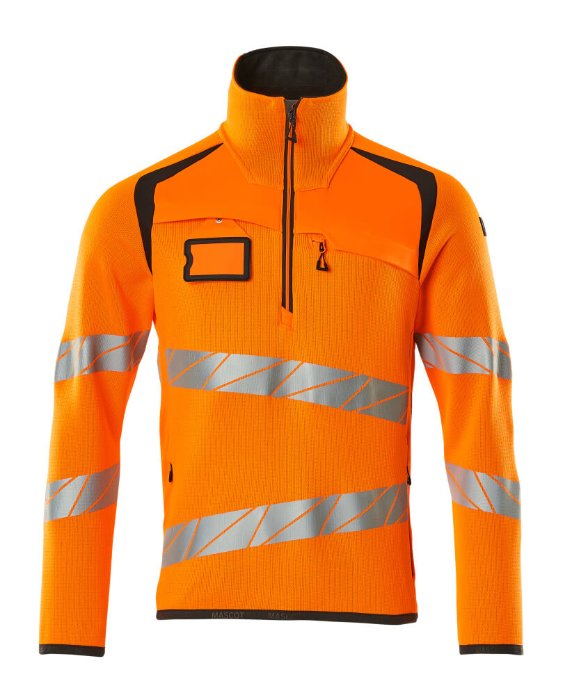 Mascot Strickpullover mit kurzem Reißverschluss Accelerate safe Hi-vis Orange/Dunkelanthrazit