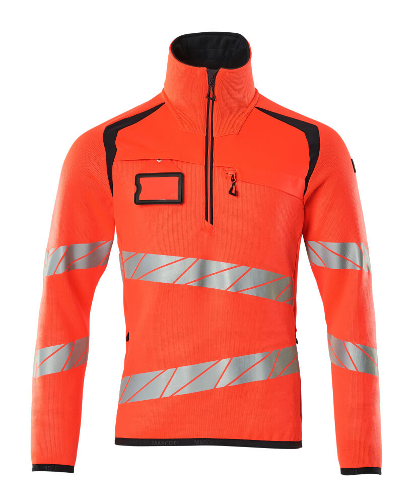 Mascot Strickpullover mit kurzem Reißverschluss Accelerate safe Hi-vis Rot/Schwarzblau