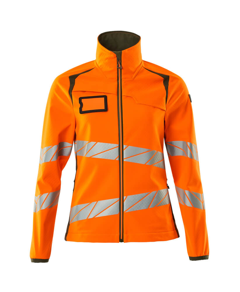 Mascot Damen Soft Shell Jacke Accelerate safe Hi-vis Orange/Moosgrün