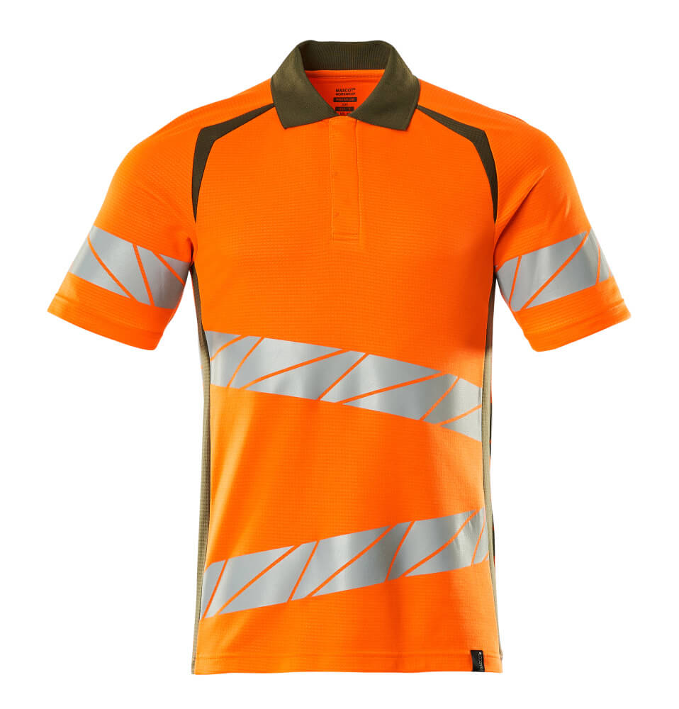 Mascot Polo-Shirt Accelerate safe Hi-vis Orange/Moosgrün