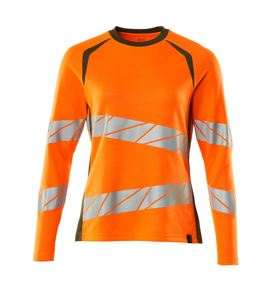 Mascot T-Shirt Langarm Accelerate safe Hi-vis Orange/Moosgrün