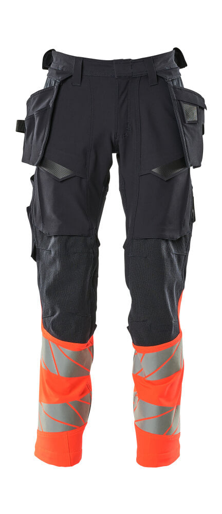 Mascot Hose mit Hängetaschen Accelerate safe Schwarzblau/Hi-vis Rot