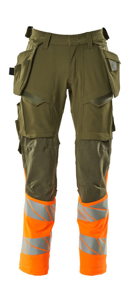 Mascot Hose mit Hängetaschen Accelerate safe Moosgrün/Hi-vis Orange