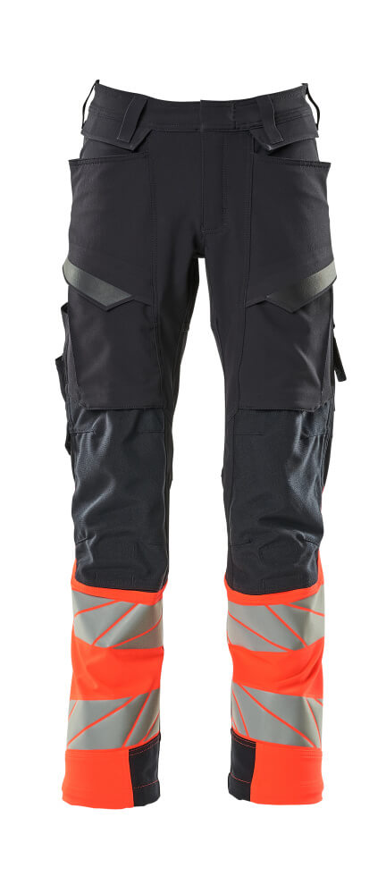 Mascot Hose mit Knietaschen Accelerate safe Schwarzblau/Hi-vis Rot
