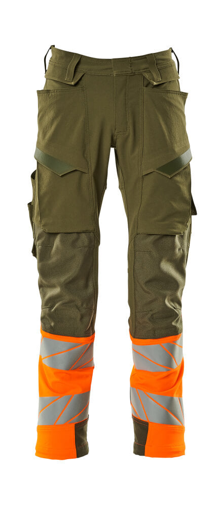 Mascot Hose mit Knietaschen Accelerate safe Moosgrün/Hi-vis Orange