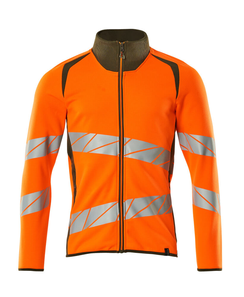 Mascot Sweatshirt mit Reißverschluss Accelerate safe Hi-vis Orange/Moosgrün
