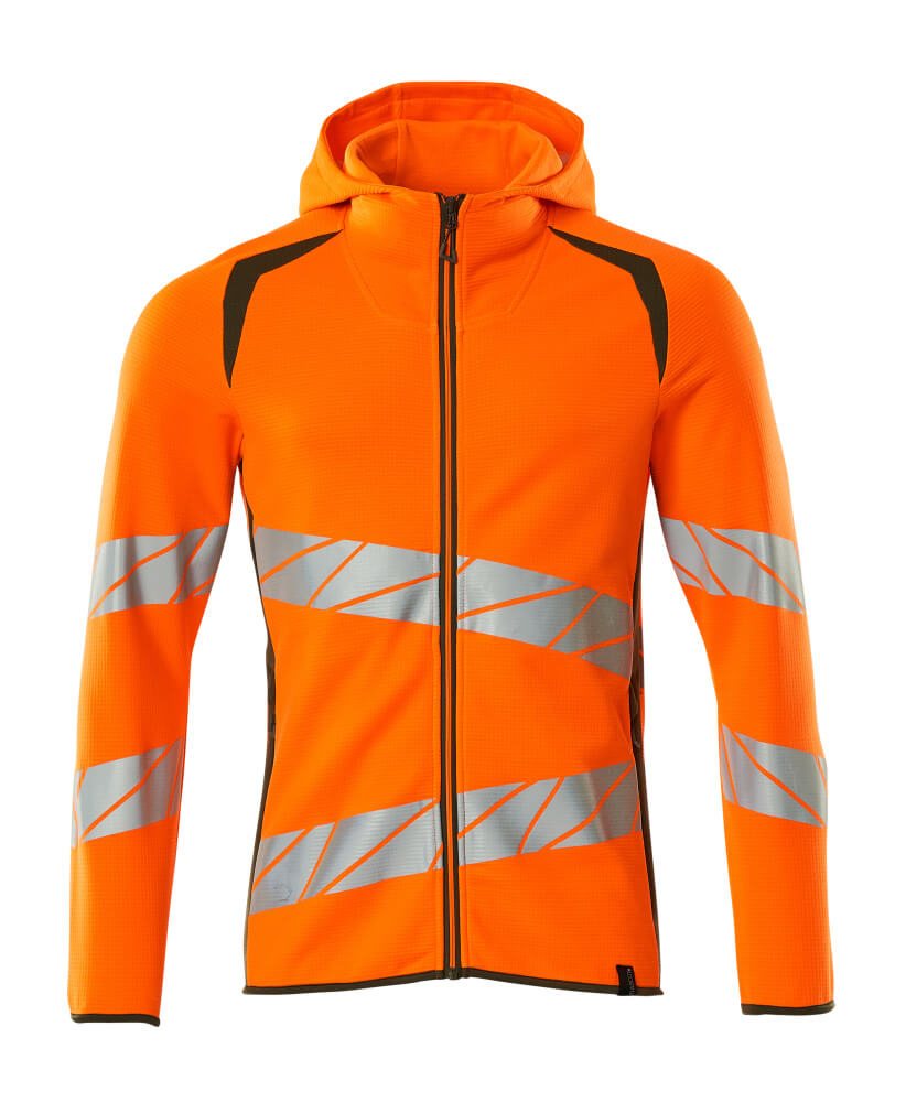 Mascot Kapuzensweatshirt mit Reißverschluss Accelerate safe Hi-vis Orange/Moosgrün