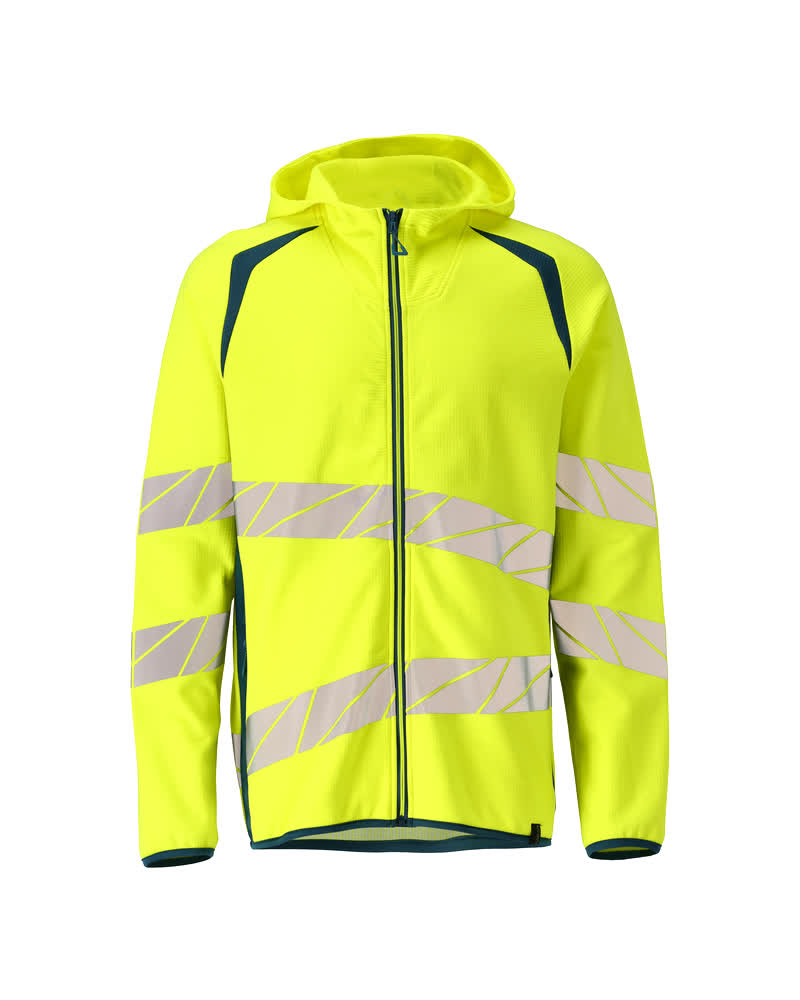 Mascot Kapuzensweatshirt mit Reißverschluss Accelerate safe Hi-vis Gelb/Dunkelpetroleum