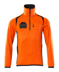 Mascot Fleecepullover mit kurzem Reißverschluss Accelerate safe Hi-vis Orange/Schwarzblau