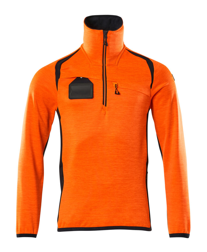 Mascot Fleecepullover mit kurzem Reißverschluss Accelerate safe Hi-vis Orange/Schwarzblau