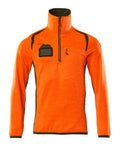 Mascot Fleecepullover mit kurzem Reißverschluss Accelerate safe Hi-vis Orange/Moosgrün