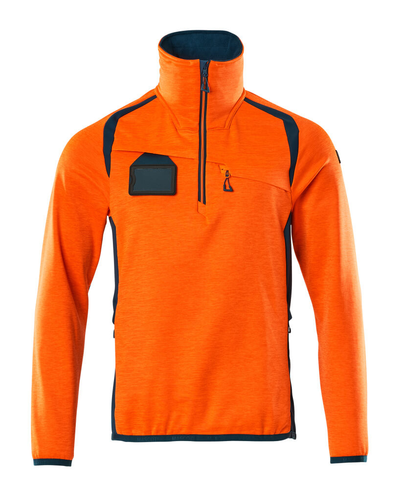 Mascot Fleecepullover mit kurzem Reißverschluss Accelerate safe Hi-vis Orange/Dunkelpetroleum