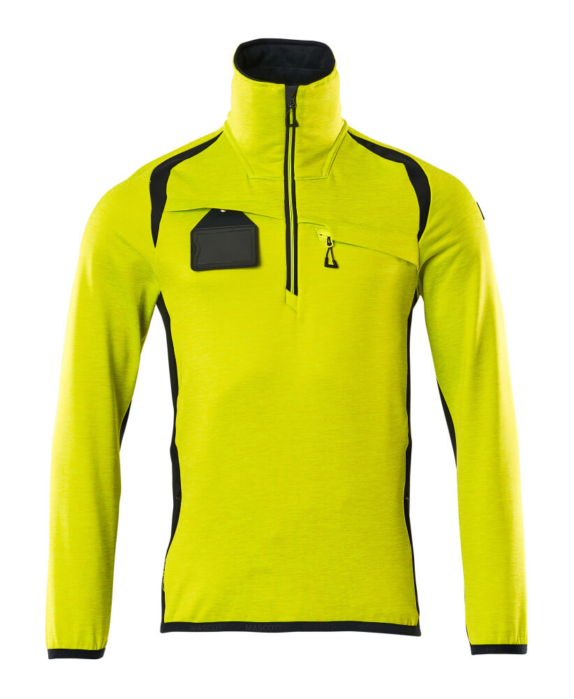 Mascot Fleecepullover mit kurzem Reißverschluss Accelerate safe Hi-vis Gelb/Schwarzblau
