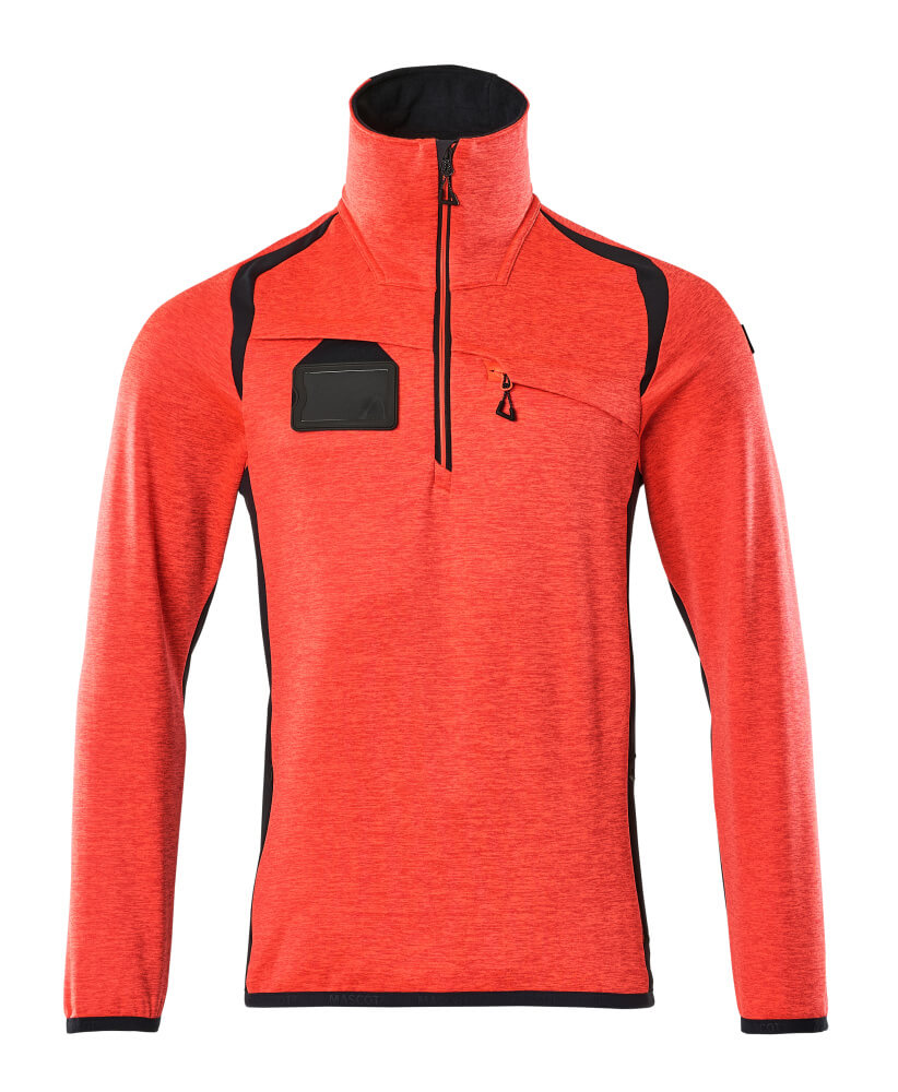 Mascot Fleecepullover mit kurzem Reißverschluss Accelerate safe Hi-vis Rot/Schwarzblau