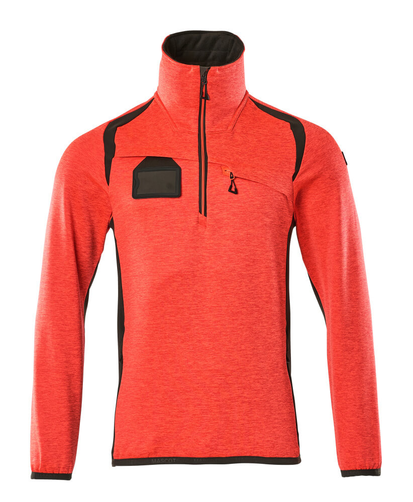 Mascot Fleecepullover mit kurzem Reißverschluss Accelerate safe Hi-vis Rot/Dunkelanthrazit