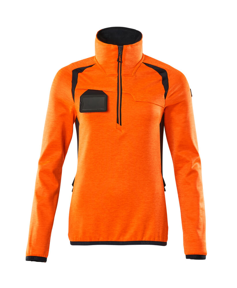 Mascot Fleecepullover mit kurzem Reißverschluss Accelerate safe Hi-vis Orange/Schwarzblau