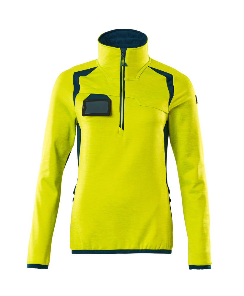 Mascot Fleecepullover mit kurzem Reißverschluss Accelerate safe Hi-vis Gelb/Dunkelpetroleum