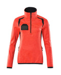 Mascot Fleecepullover mit kurzem Reißverschluss Accelerate safe Hi-vis Rot/Schwarzblau
