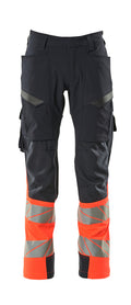 Mascot Hose mit Schenkeltaschen Accelerate safe Schwarzblau/Hi-vis Rot