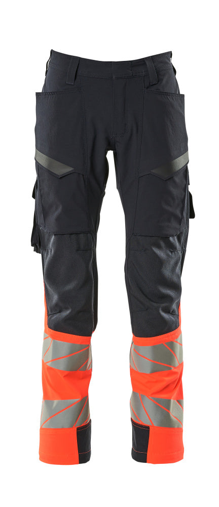 Mascot Hose mit Schenkeltaschen Accelerate safe Schwarzblau/Hi-vis Rot