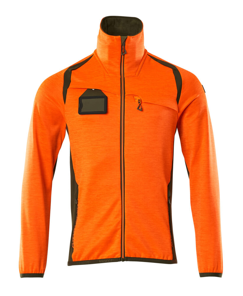 Mascot Fleecepullover mit Reißverschluss Accelerate safe Hi-vis Orange/Moosgrün