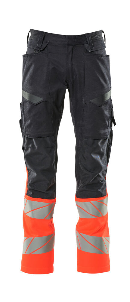 Mascot Hose mit Knietaschen Accelerate safe Schwarzblau/Hi-vis Rot