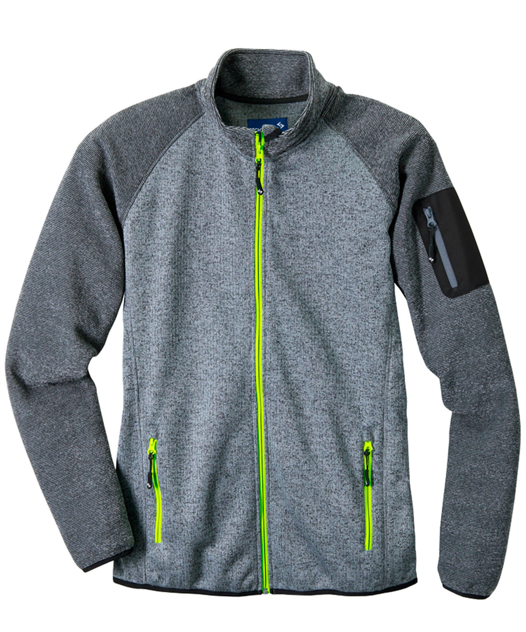 Strickjacke Tweng grau/schwarz-meliert/gelb