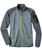 Strickjacke Tweng grau/schwarz-meliert/gelb