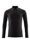 Mascot Polo-Shirt Langarm Crossover Vollschwarz