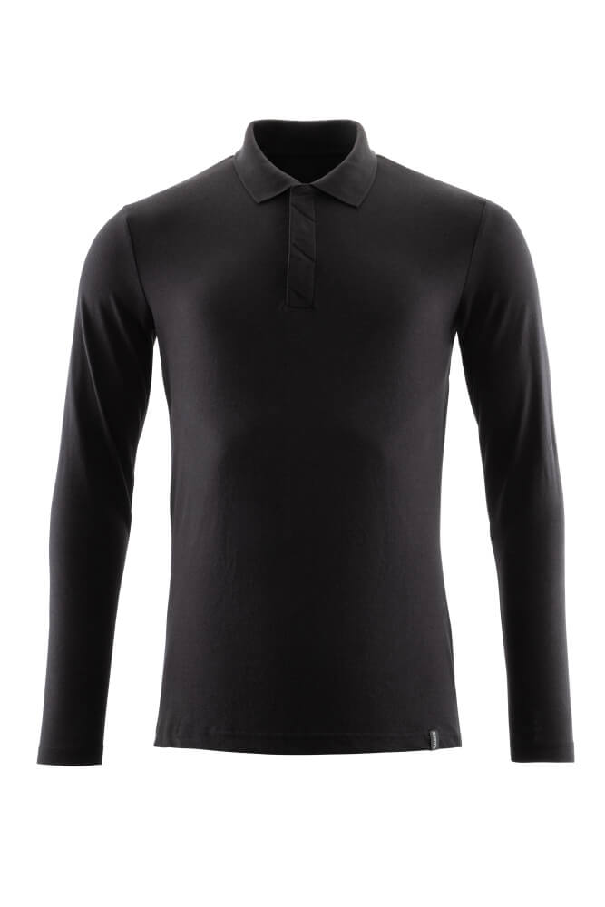 Mascot Polo-Shirt Langarm Crossover Vollschwarz