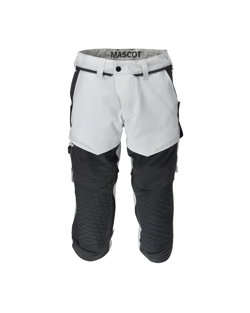 Mascot Dreiviertel-Hose mit Knietaschen Customized Weiß/Anthrazitgrau
