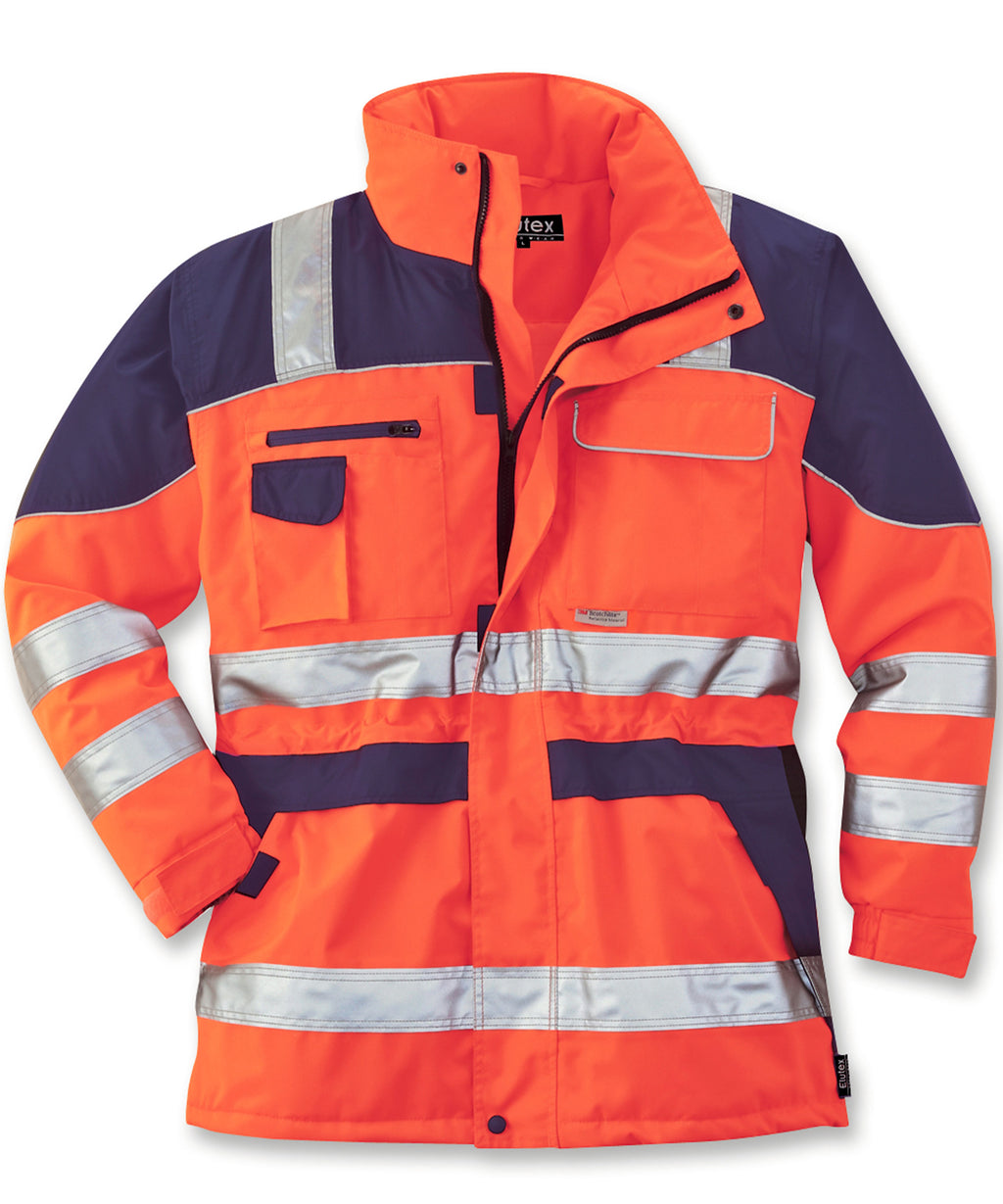 Warnschutz-Parka Safety Plus orange/marine