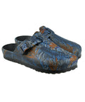 Damen Clog Bentelo navy/braun-gemustert