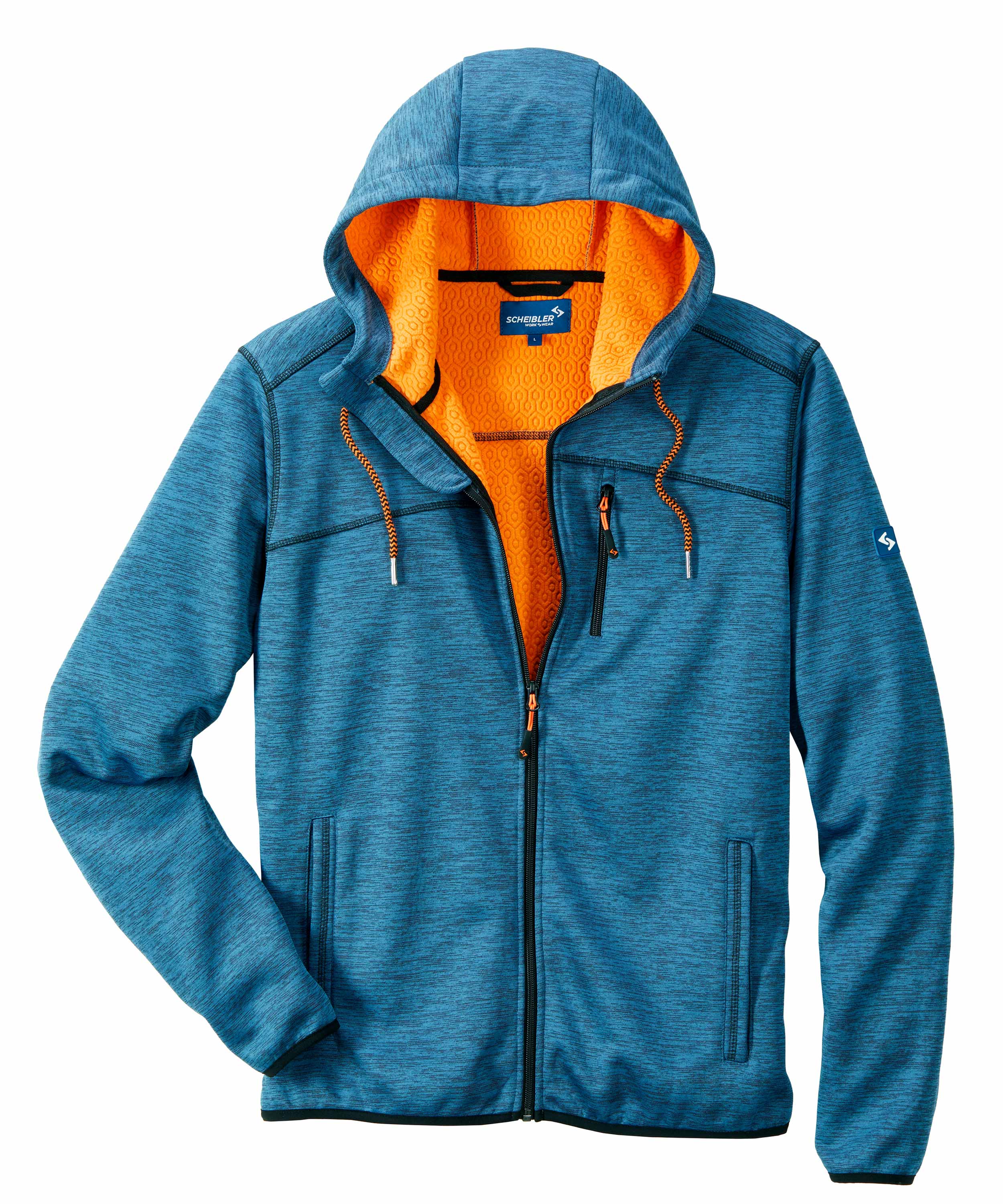 Strick-Fleecejacke Goldegg blau/schwarz-meliert/orange