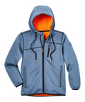 Active Kinder Strick-Fleecejacke taubenblau/orange