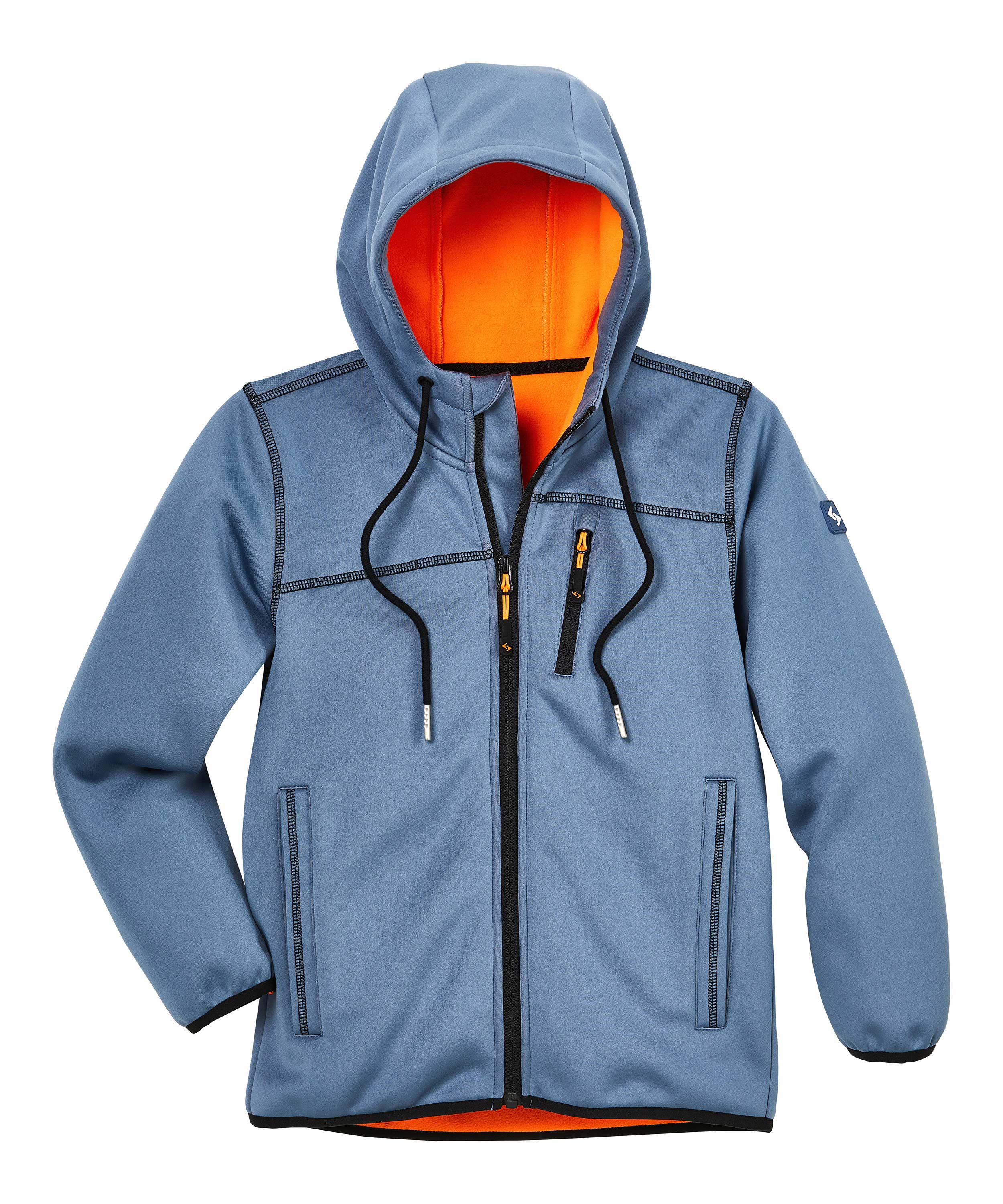 Active Kinder Strick-Fleecejacke taubenblau/orange