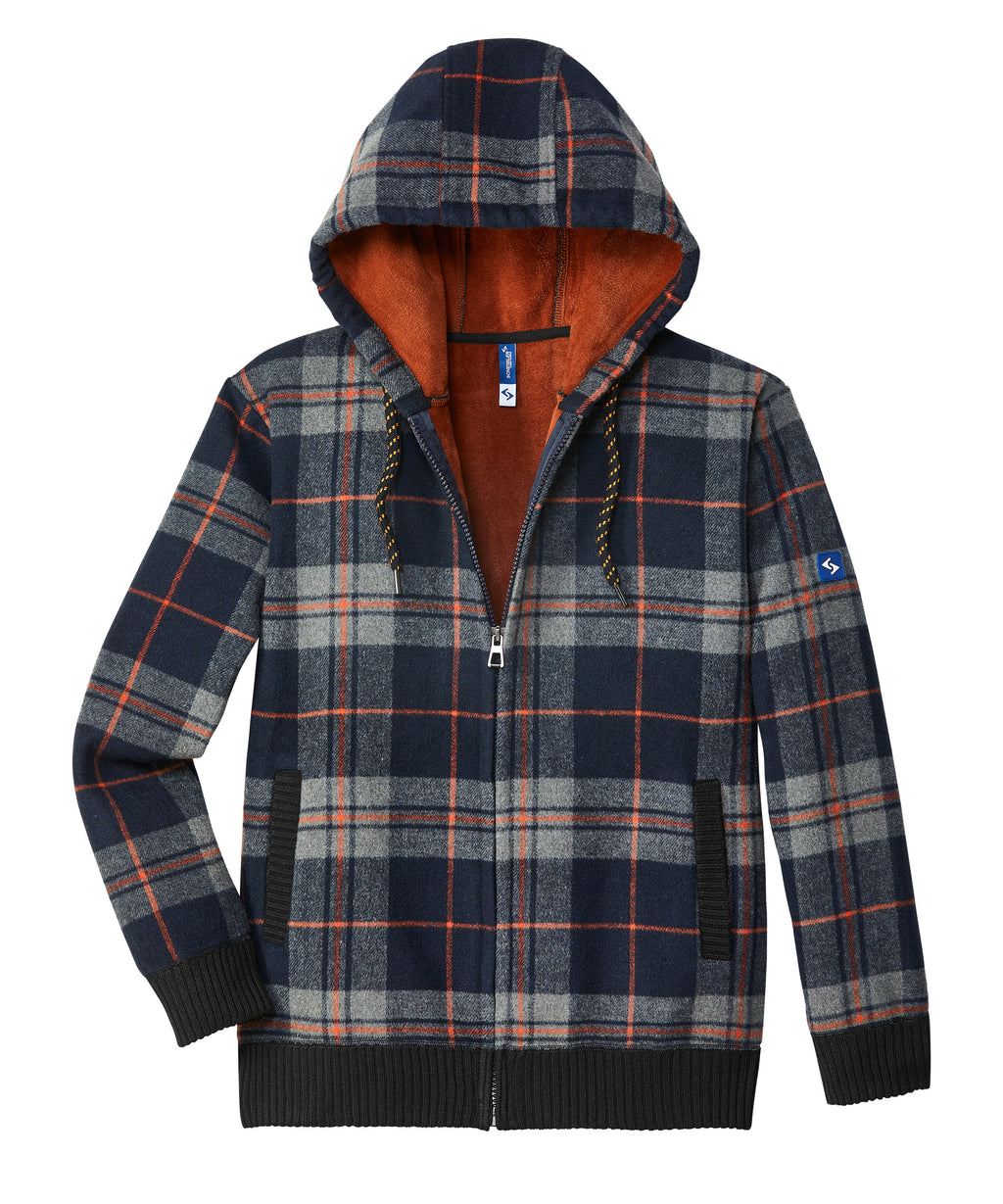Thermojacke Curris schwarz/grau/orange-kariert