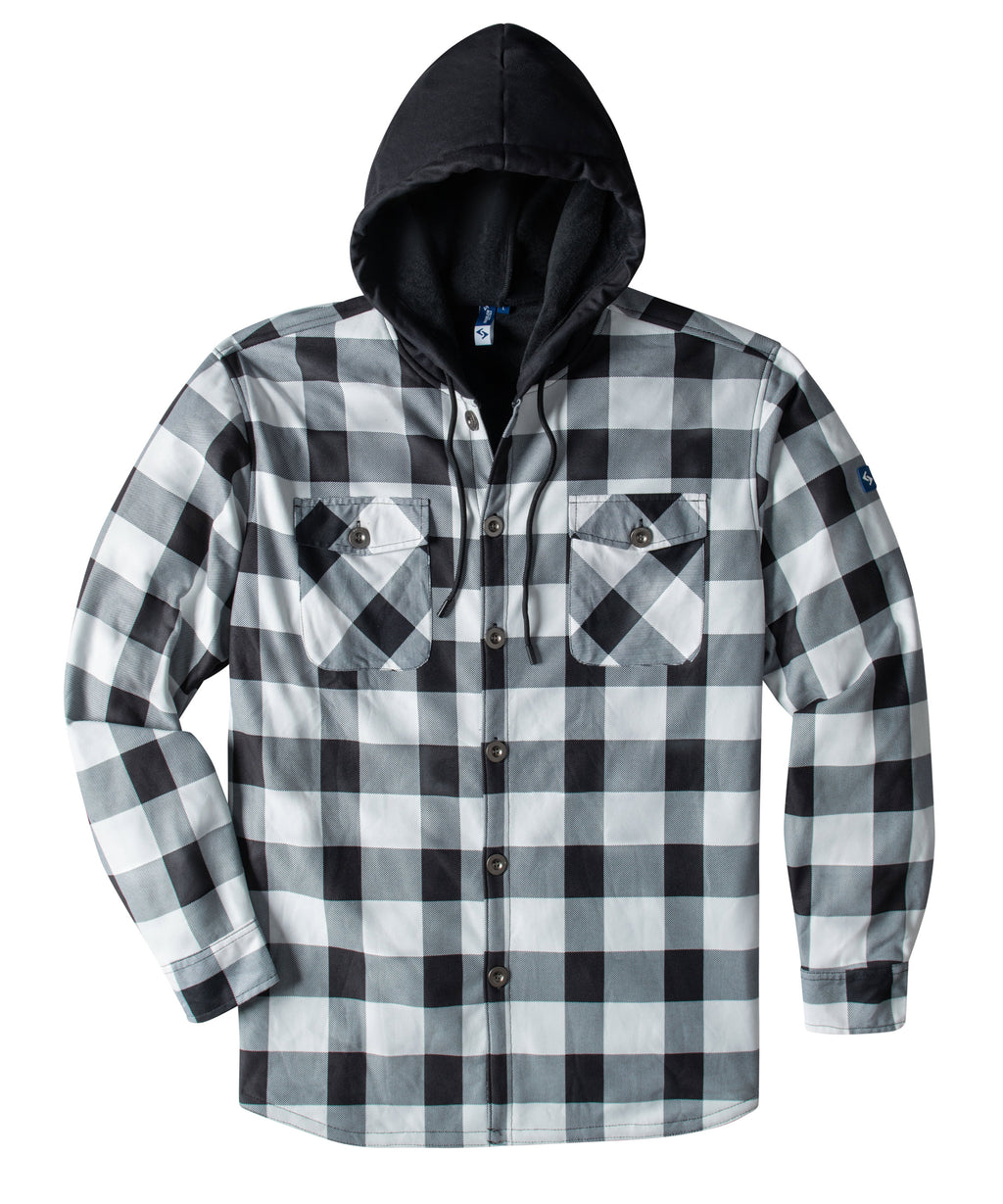 Thermo Hoodiejacke Glenville weiß/schwarz-kariert