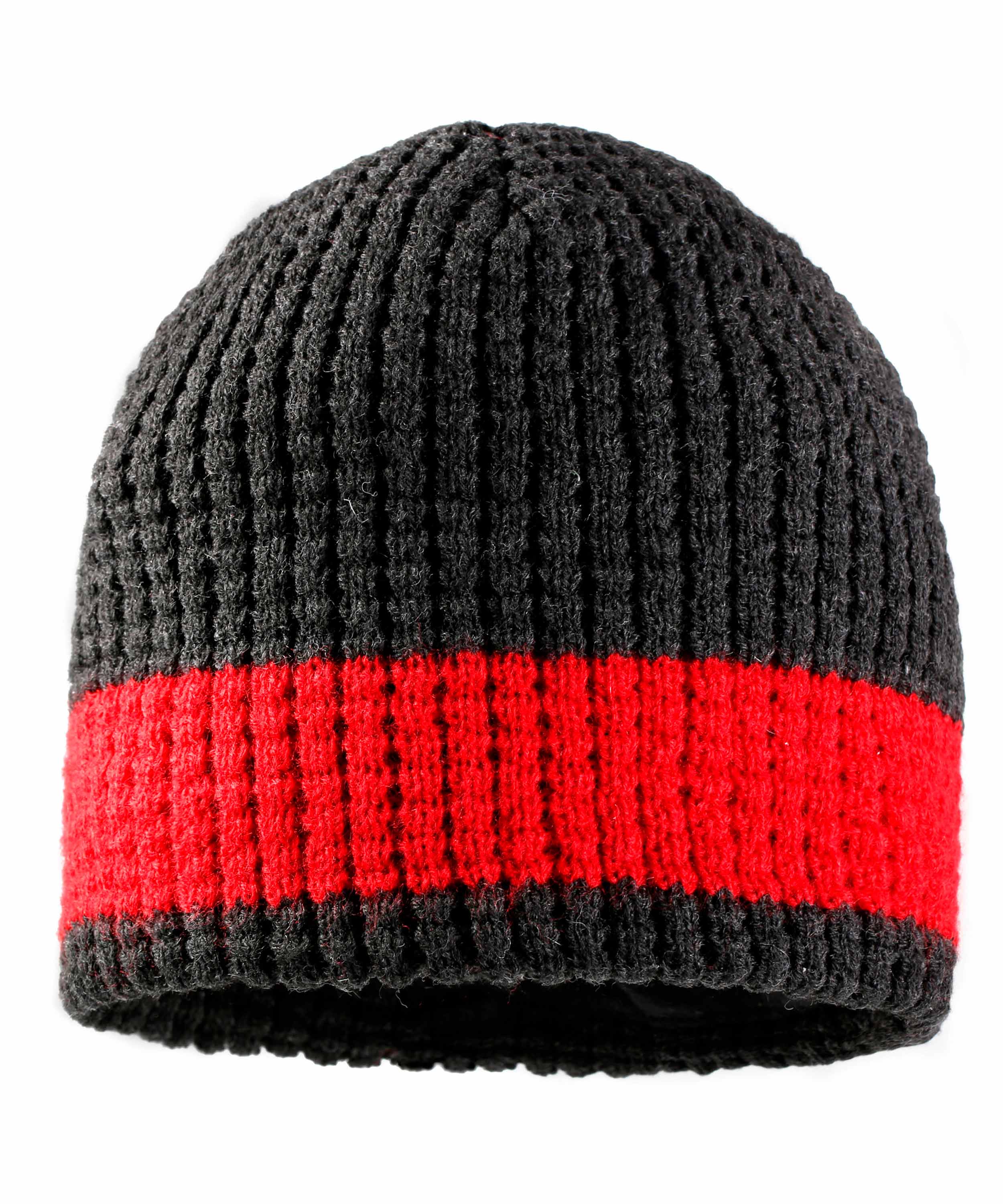 Mütze Stripe anthrazit-meliert/rot