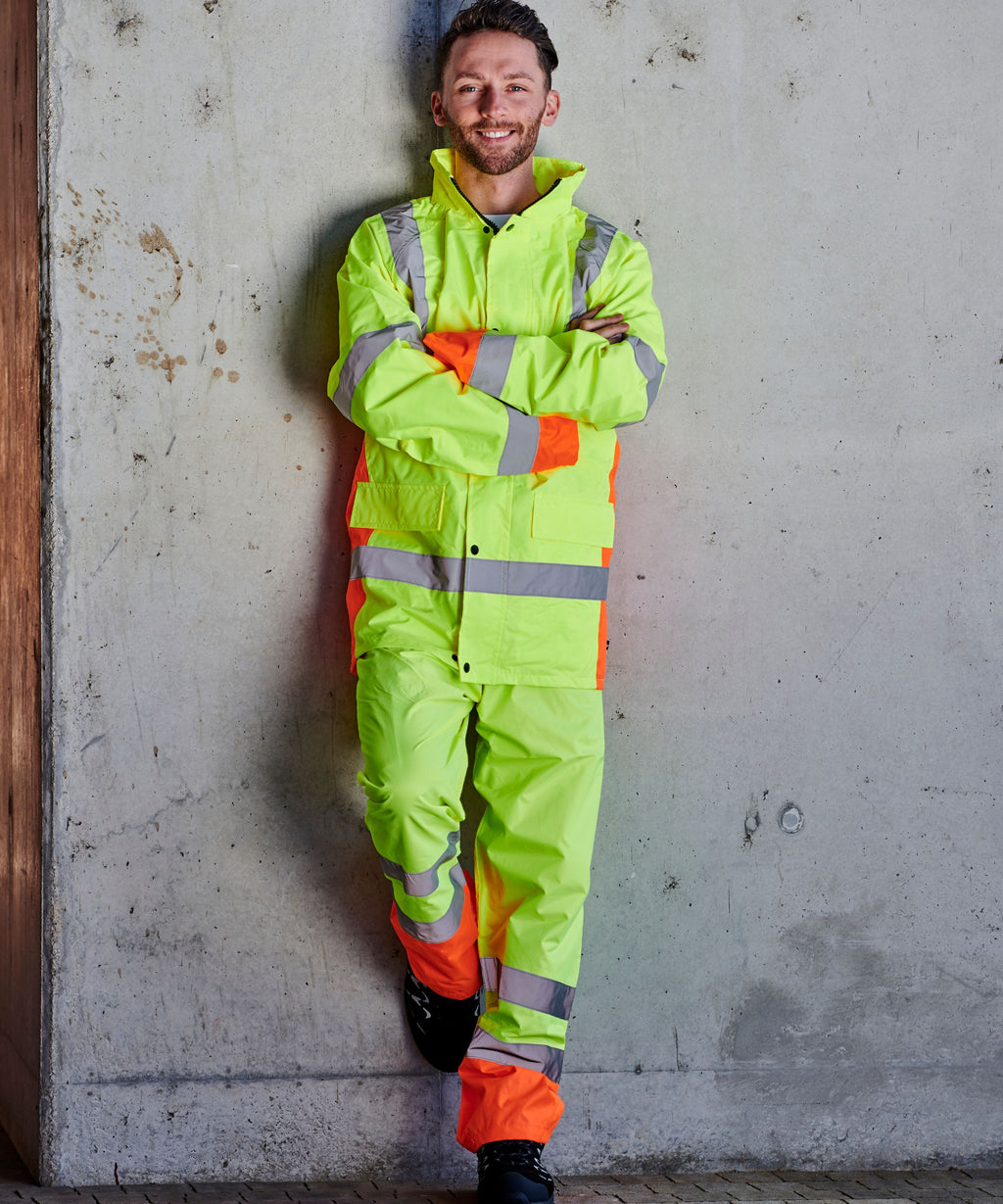 Warnschutz-Regenhose gelb/orange
