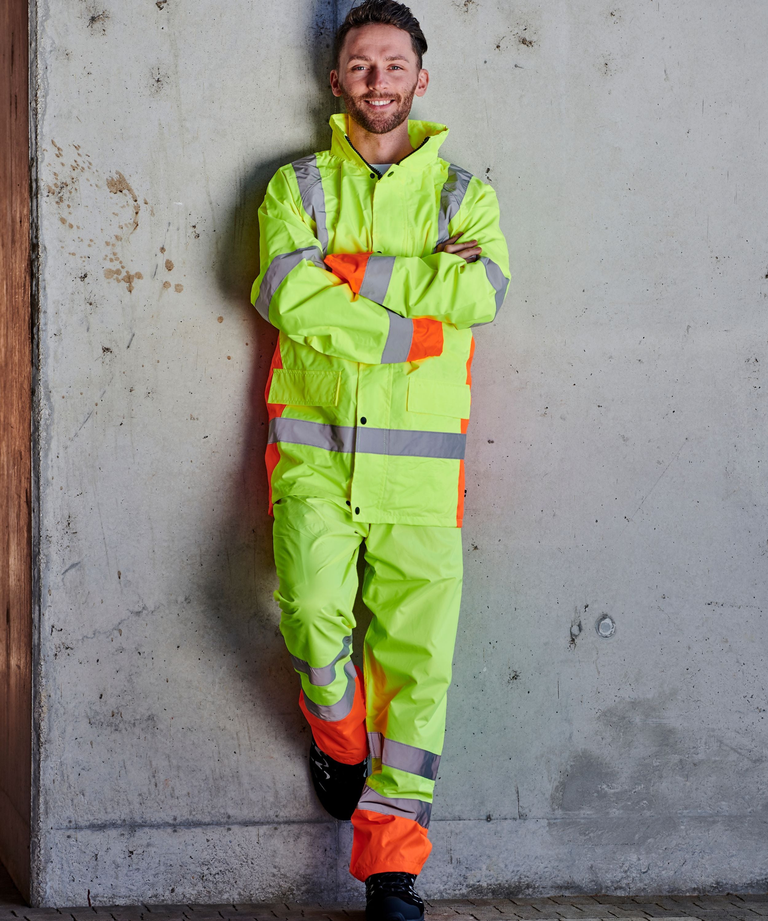 Warnschutz-Regenhose gelb/orange